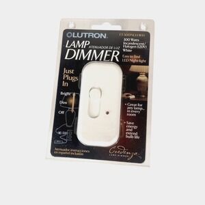Lutron Credenza Lamp Dimmer Plug-In Slide Switch LED Nightlight TT-300NLH-WH